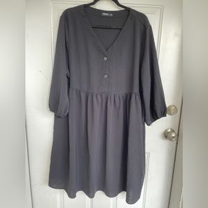SHEIN Curve Dress Black Half Sleeve V Neck Button Mini Dress size 3XL